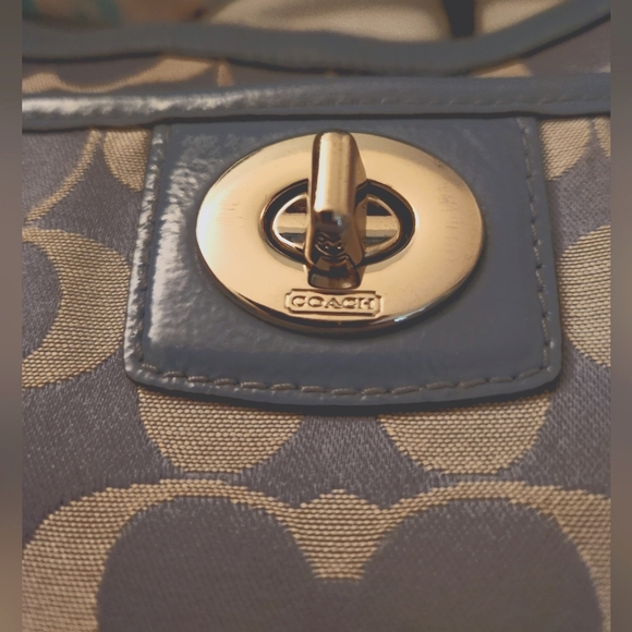 Coach Penelope Canvas Sateen Patent Leather Crossbody Purse, Blue/Gray - Picture 16 of 16